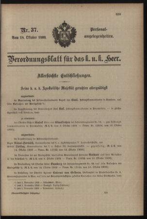 Kaiserlich-königliches Armee-Verordnungsblatt: Personal-Angelegenheiten 19091018 Seite: 1