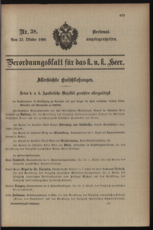 Kaiserlich-königliches Armee-Verordnungsblatt: Personal-Angelegenheiten 19091023 Seite: 1