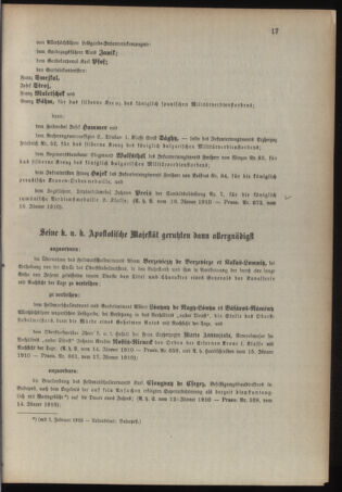 Kaiserlich-königliches Armee-Verordnungsblatt: Personal-Angelegenheiten 19100118 Seite: 7