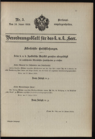 Kaiserlich-königliches Armee-Verordnungsblatt: Personal-Angelegenheiten 19100120 Seite: 1