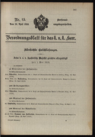 Kaiserlich-königliches Armee-Verordnungsblatt: Personal-Angelegenheiten 19100426 Seite: 23