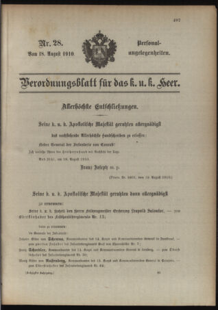 Kaiserlich-königliches Armee-Verordnungsblatt: Personal-Angelegenheiten 19100818 Seite: 29