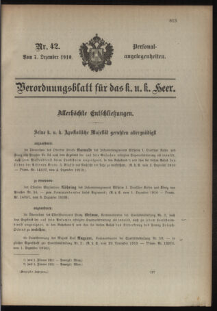 Kaiserlich-königliches Armee-Verordnungsblatt: Personal-Angelegenheiten 19101207 Seite: 1