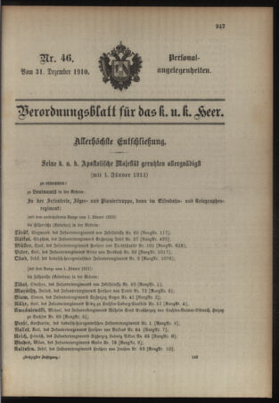 Kaiserlich-königliches Armee-Verordnungsblatt: Personal-Angelegenheiten 19101231 Seite: 1