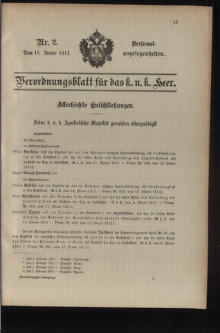 Kaiserlich-königliches Armee-Verordnungsblatt: Personal-Angelegenheiten 19110118 Seite: 1