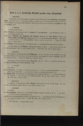 Kaiserlich-königliches Armee-Verordnungsblatt: Personal-Angelegenheiten 19110208 Seite: 5