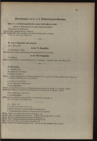 Kaiserlich-königliches Armee-Verordnungsblatt: Personal-Angelegenheiten 19110318 Seite: 7