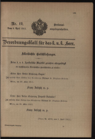 Kaiserlich-königliches Armee-Verordnungsblatt: Personal-Angelegenheiten 19110408 Seite: 5