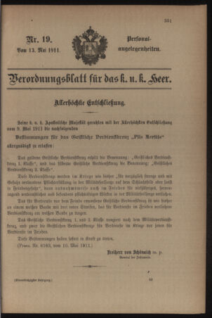 Kaiserlich-königliches Armee-Verordnungsblatt: Personal-Angelegenheiten 19110513 Seite: 1