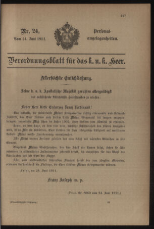 Kaiserlich-königliches Armee-Verordnungsblatt: Personal-Angelegenheiten