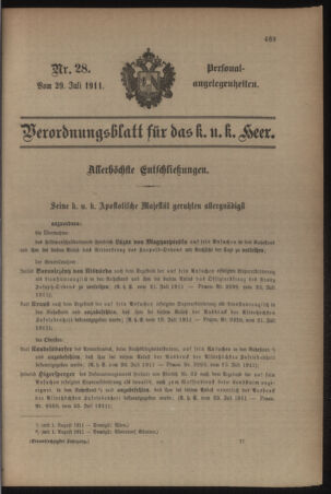 Kaiserlich-königliches Armee-Verordnungsblatt: Personal-Angelegenheiten 19110729 Seite: 1