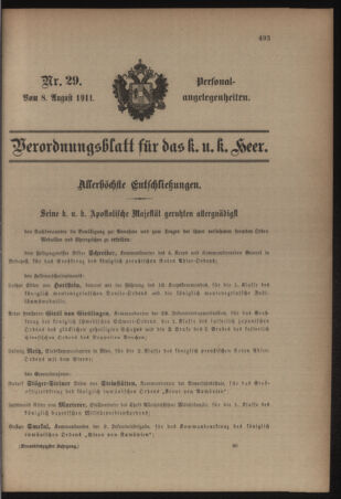 Kaiserlich-königliches Armee-Verordnungsblatt: Personal-Angelegenheiten 19110808 Seite: 1