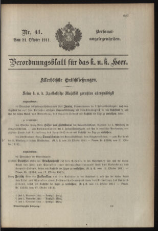 Kaiserlich-königliches Armee-Verordnungsblatt: Personal-Angelegenheiten 19111021 Seite: 1