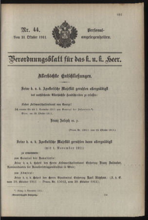 Kaiserlich-königliches Armee-Verordnungsblatt: Personal-Angelegenheiten 19111031 Seite: 25