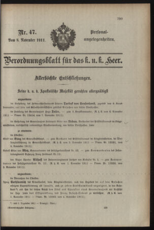 Kaiserlich-königliches Armee-Verordnungsblatt: Personal-Angelegenheiten 19111108 Seite: 1