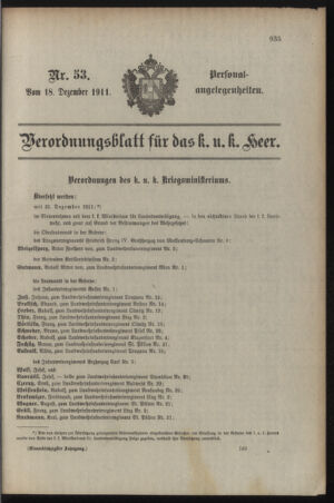 Kaiserlich-königliches Armee-Verordnungsblatt: Personal-Angelegenheiten 19111218 Seite: 25