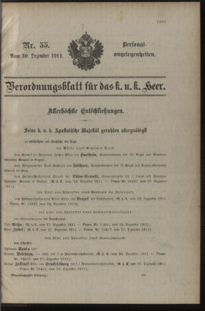 Kaiserlich-königliches Armee-Verordnungsblatt: Personal-Angelegenheiten 19111230 Seite: 171