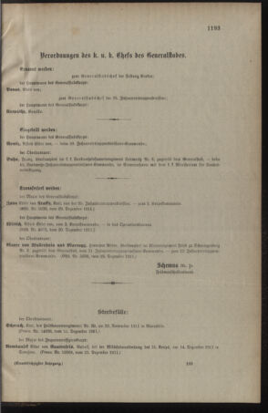 Kaiserlich-königliches Armee-Verordnungsblatt: Personal-Angelegenheiten 19111230 Seite: 183