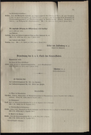 Kaiserlich-königliches Armee-Verordnungsblatt: Personal-Angelegenheiten 19120108 Seite: 19