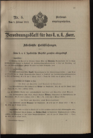 Kaiserlich-königliches Armee-Verordnungsblatt: Personal-Angelegenheiten 19120208 Seite: 1