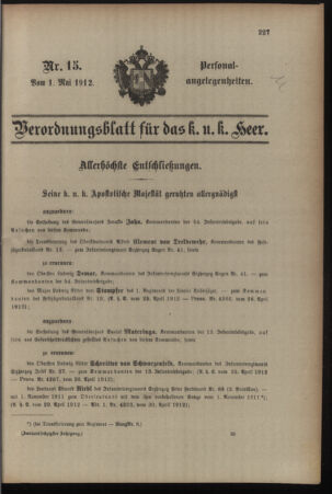 Kaiserlich-königliches Armee-Verordnungsblatt: Personal-Angelegenheiten 19120501 Seite: 1