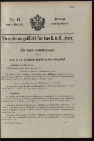 Kaiserlich-königliches Armee-Verordnungsblatt: Personal-Angelegenheiten 19120501 Seite: 99