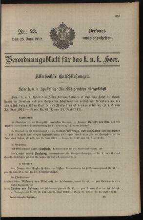 Kaiserlich-königliches Armee-Verordnungsblatt: Personal-Angelegenheiten 19120628 Seite: 1