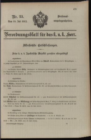 Kaiserlich-königliches Armee-Verordnungsblatt: Personal-Angelegenheiten 19120718 Seite: 1