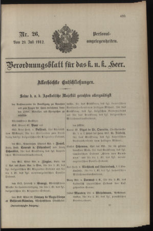 Kaiserlich-königliches Armee-Verordnungsblatt: Personal-Angelegenheiten 19120729 Seite: 1