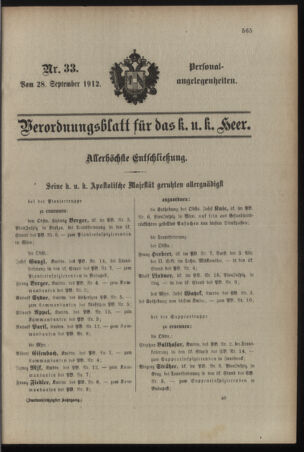 Kaiserlich-königliches Armee-Verordnungsblatt: Personal-Angelegenheiten 19120928 Seite: 1