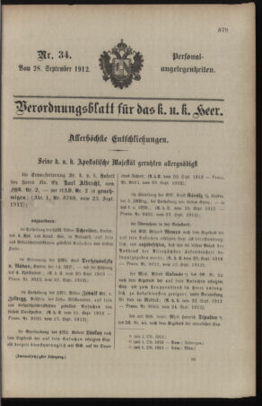 Kaiserlich-königliches Armee-Verordnungsblatt: Personal-Angelegenheiten 19120928 Seite: 15