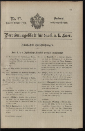 Kaiserlich-königliches Armee-Verordnungsblatt: Personal-Angelegenheiten 19121028 Seite: 1