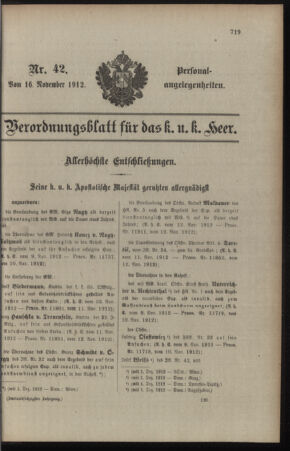 Kaiserlich-königliches Armee-Verordnungsblatt: Personal-Angelegenheiten 19121116 Seite: 1