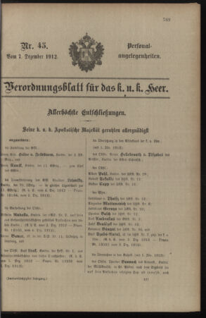 Kaiserlich-königliches Armee-Verordnungsblatt: Personal-Angelegenheiten 19121207 Seite: 1