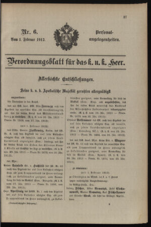 Kaiserlich-königliches Armee-Verordnungsblatt: Personal-Angelegenheiten 19130201 Seite: 3