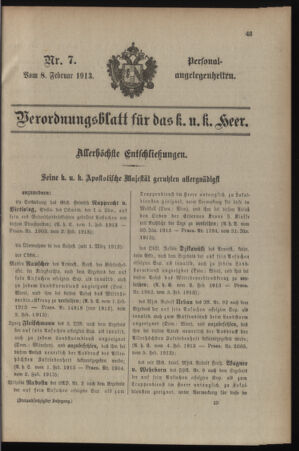 Kaiserlich-königliches Armee-Verordnungsblatt: Personal-Angelegenheiten 19130208 Seite: 1