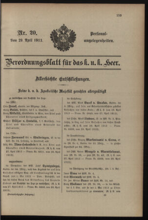 Kaiserlich-königliches Armee-Verordnungsblatt: Personal-Angelegenheiten 19130429 Seite: 1