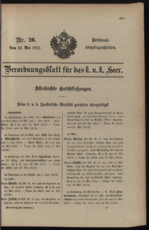 Kaiserlich-königliches Armee-Verordnungsblatt: Personal-Angelegenheiten 19130524 Seite: 1