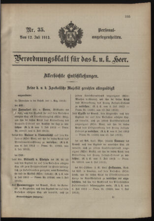 Kaiserlich-königliches Armee-Verordnungsblatt: Personal-Angelegenheiten 19130712 Seite: 1