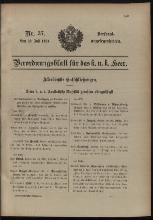 Kaiserlich-königliches Armee-Verordnungsblatt: Personal-Angelegenheiten 19130726 Seite: 1