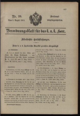 Kaiserlich-königliches Armee-Verordnungsblatt: Personal-Angelegenheiten 19130807 Seite: 1