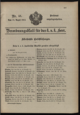 Kaiserlich-königliches Armee-Verordnungsblatt: Personal-Angelegenheiten