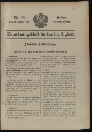 Kaiserlich-königliches Armee-Verordnungsblatt: Personal-Angelegenheiten 19130830 Seite: 1