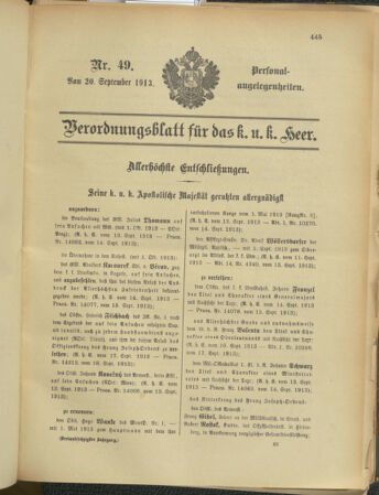 Kaiserlich-königliches Armee-Verordnungsblatt: Personal-Angelegenheiten 19130920 Seite: 1