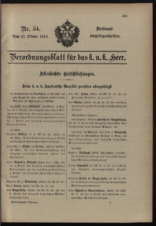 Kaiserlich-königliches Armee-Verordnungsblatt: Personal-Angelegenheiten 19131025 Seite: 1