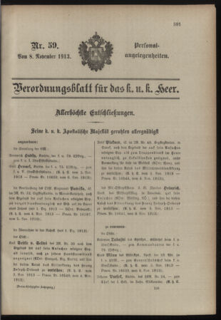 Kaiserlich-königliches Armee-Verordnungsblatt: Personal-Angelegenheiten 19131108 Seite: 1