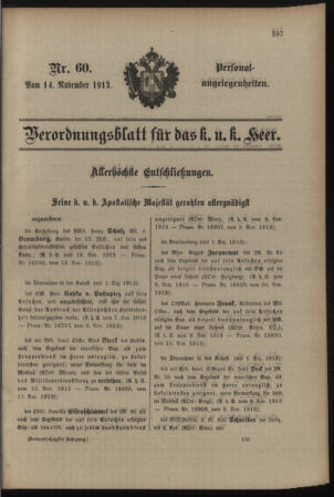 Kaiserlich-königliches Armee-Verordnungsblatt: Personal-Angelegenheiten 19131114 Seite: 1