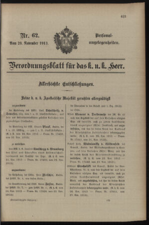 Kaiserlich-königliches Armee-Verordnungsblatt: Personal-Angelegenheiten 19131129 Seite: 1