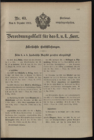 Kaiserlich-königliches Armee-Verordnungsblatt: Personal-Angelegenheiten 19131206 Seite: 1