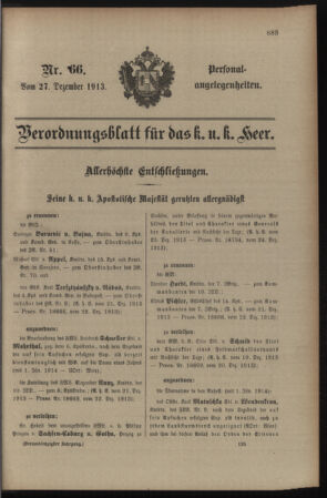 Kaiserlich-königliches Armee-Verordnungsblatt: Personal-Angelegenheiten 19131227 Seite: 1